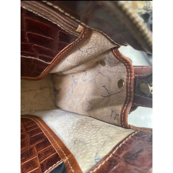 Brahmin Croc print shoulder bag brown vintage Needs TLC - Picture 14 of 16